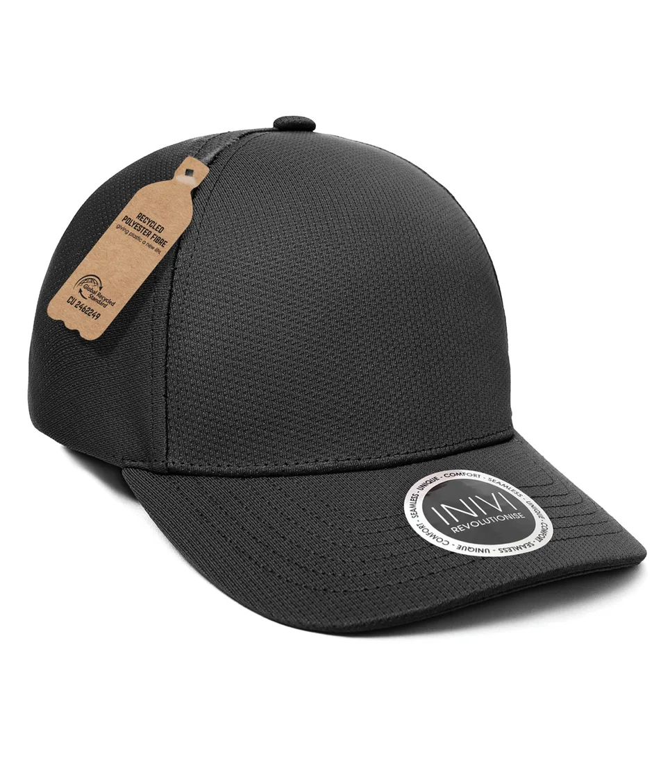 INIVI BOTTLECAP 2 PANEL CAP in Black, front view